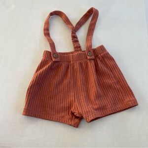 H&M Suspender Shorts Rust Orange Size 12 Months Overalls Waffle Knit